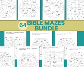 Mazes bundle for kids scripture memory verses instant download for children Bible study printable follow the path puzzle activity worksheet