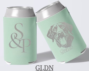 Custom Pet Koozies Pet Portrait Wedding Coozie Personalized Koozie Favors For Guests Dog Wedding Beer Holder Pet Portrait From Photo Coozies