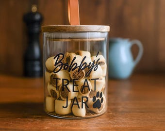 Personalized Dog Treat Jar, Airtight Pet Food Storage Canister