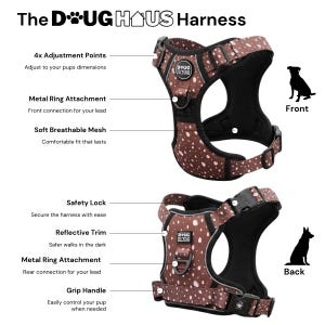 Arnés antitirones para perros, collar ajustable marrón imagen 4