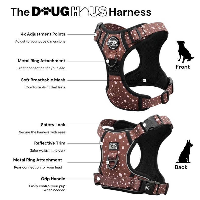 Arnés antitirones para perros, collar ajustable marrón imagen 4