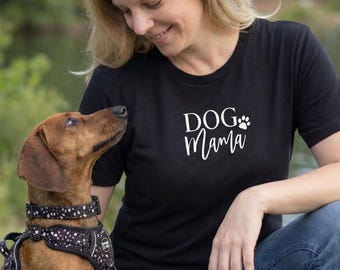 Camiseta Dog Mama – Camiseta extragrande para amantes de los perros – Camiseta negra o beige