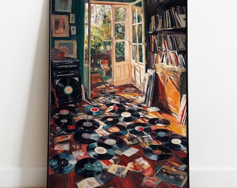 Cozy Vinyl Records Art Print - Retro Music Lover's Studio Poster Wall Art Decor