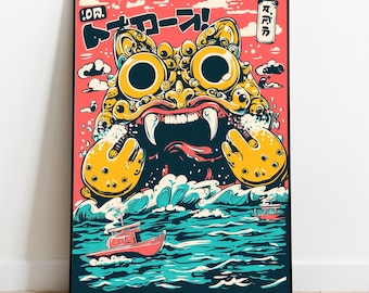 Japanese Kaiju Sea Monster Print | Ukiyo-e Pop Art Poster