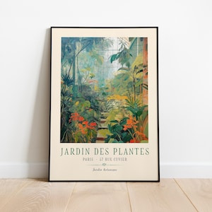 Paris Botanischer Garten Vintage Poster - Jardin des Plantes Digitaldruck, tropische französische Wandkunst - druckbare Gewächshaus-Illustration