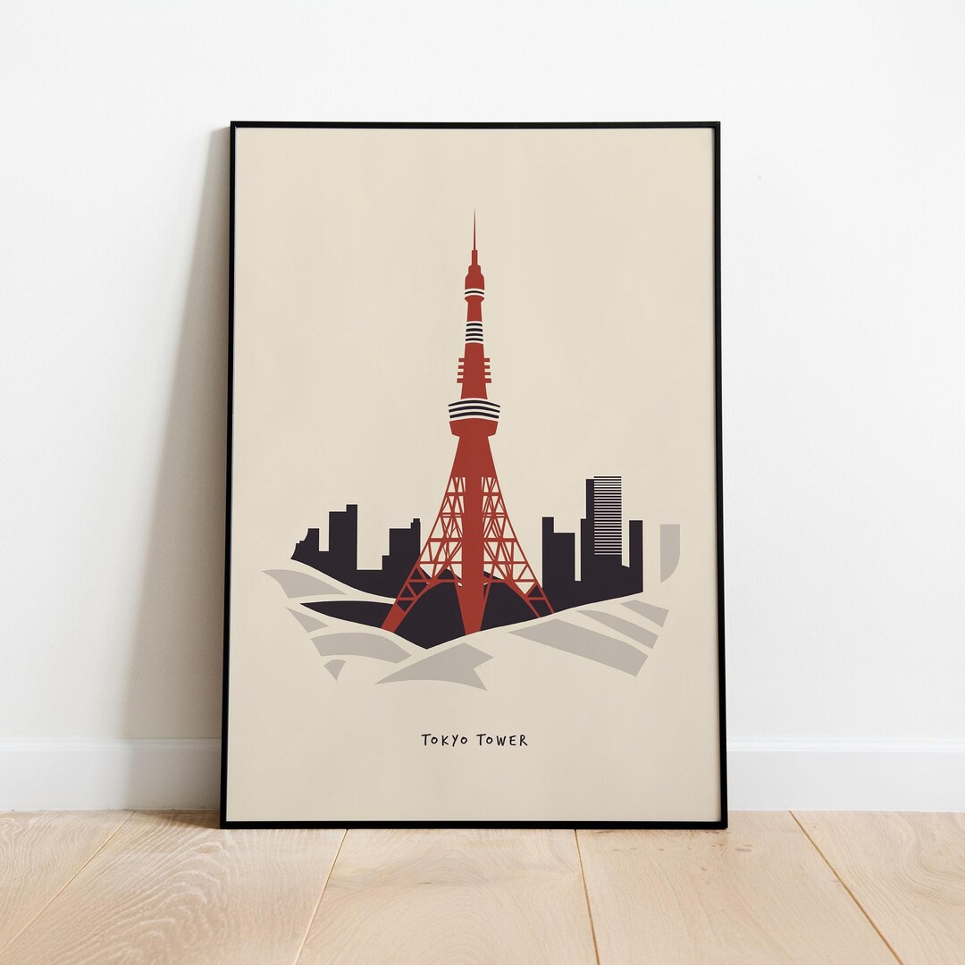Modern Japan Poster – Tokyo Tower Minimalist Print for Your Home - Etsy