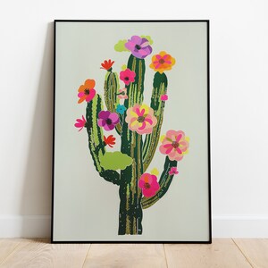 Frühling blühender Kaktus druckbare Kunst - sofortiger botanischer Wand-Dekor zum Herunterladen
