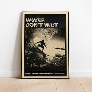 Decorazione da surf in California - Stampa poster retrò da surf, decorazione da parete in stile vintage
