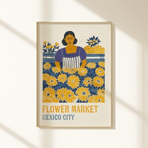 Flower Market Print Mexico City, Floral Art Poster - Instant Digital Download