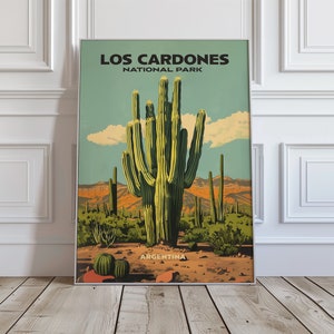 Vintage Argentinien Reise Poster mit Cardon Grande Kaktus - Druckbare Retro Home Décor Kunst - sofortiger digitaler Download