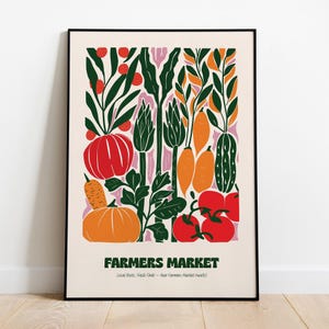 Farmers Market Veggie Illustration – Colorful Vegetable Art Print - Cheerful Kitchen Decor