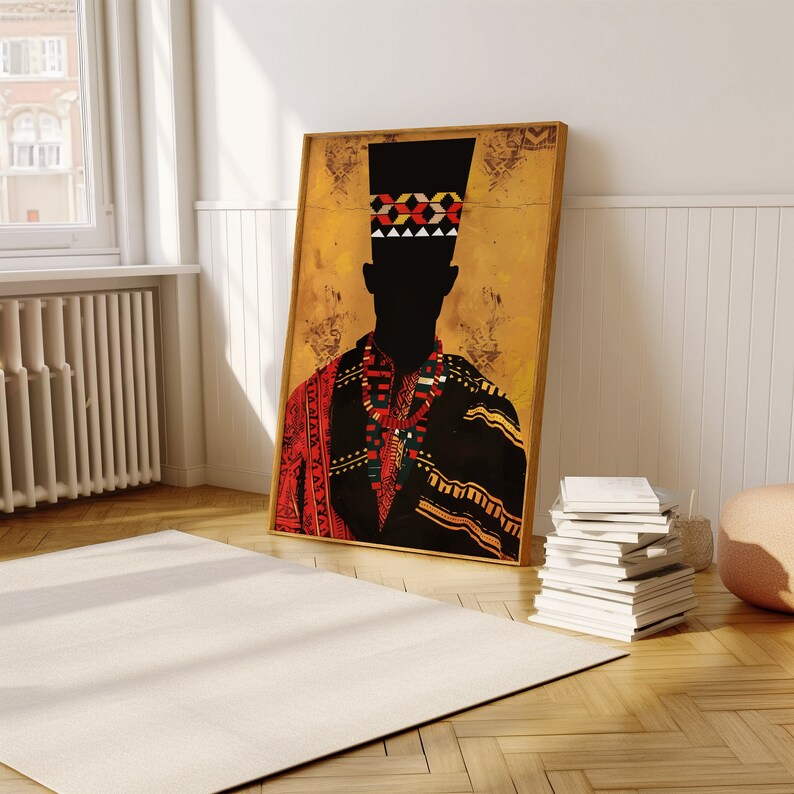 More than a print, it's a story: This artwork captures the essence of Africa through an abstract man silhouette and captivating patterns.