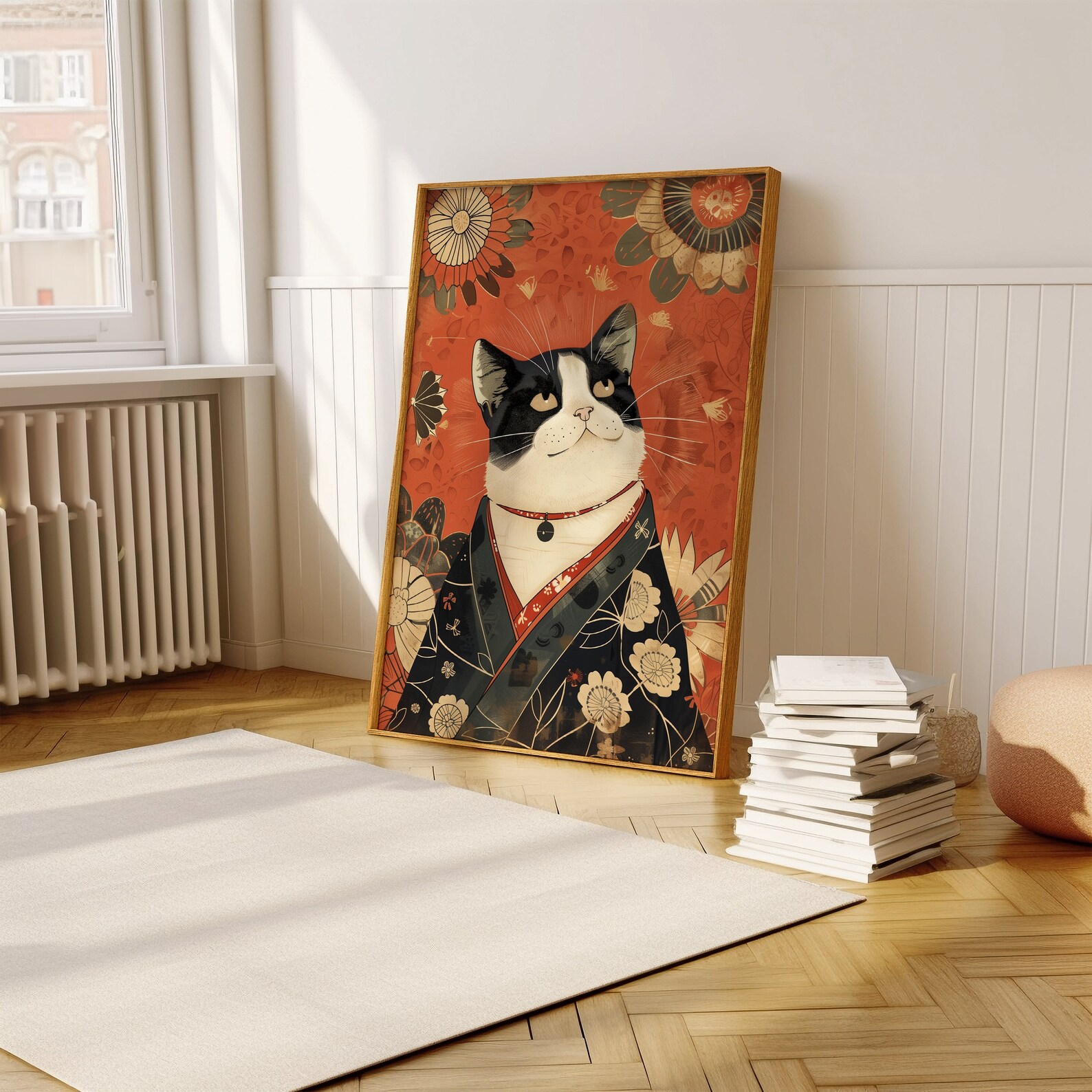 Vintage Japanese Cat Poster: Funny Kimono Wall Art (digital Download ...
