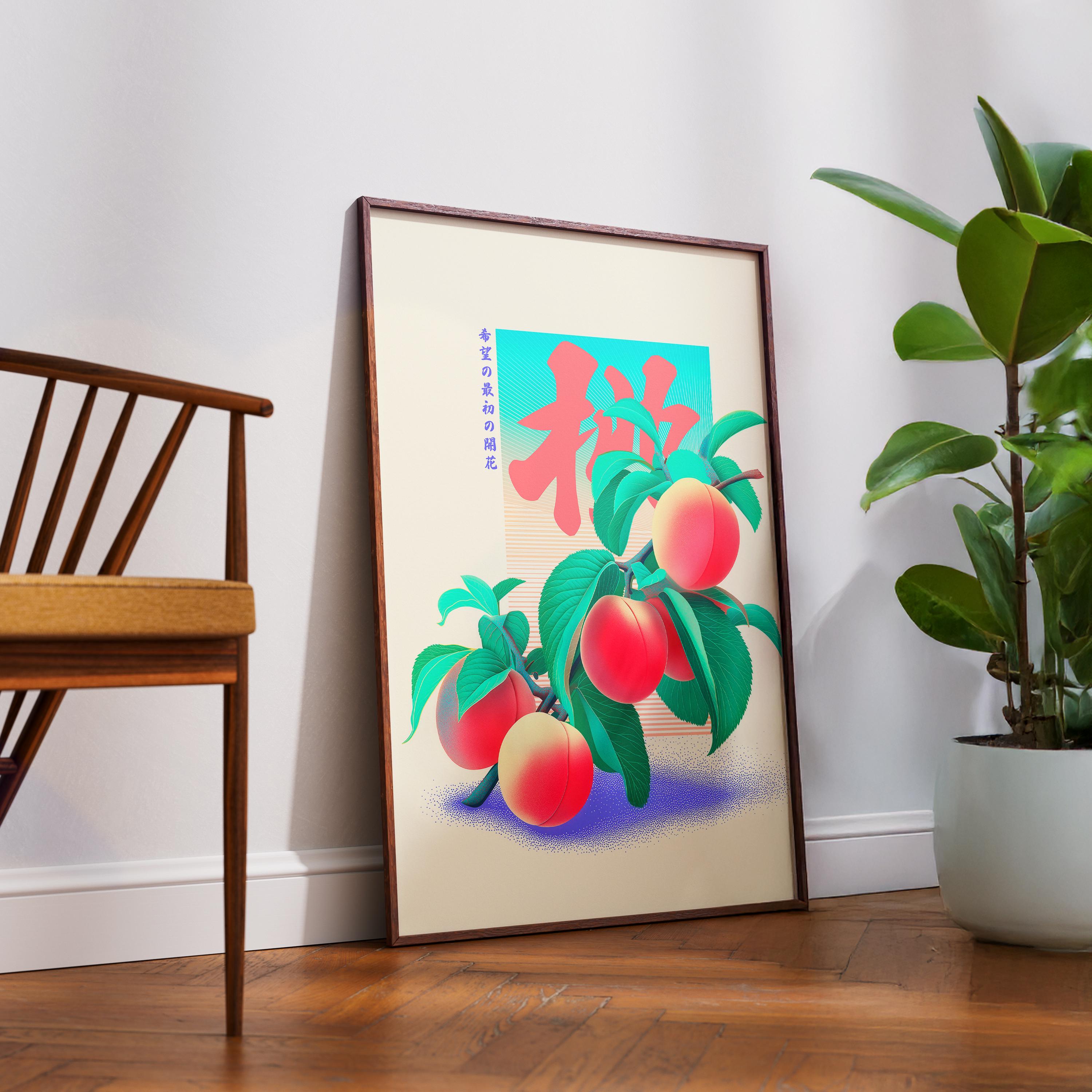 Vaporwave Peach Print – 80s Retro Japanese Wall Art - Etsy