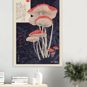 Mystical fungi artwork featuring traditional botanical details