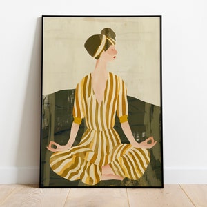 Cartel de Lotus Pose - Decoración imprimible meditativa para ella - Descarga instantánea