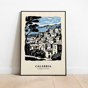 Charming Calabria Town Poster, Nostalgic Italy Wall Art, Vintage Travel Decor - instant Download