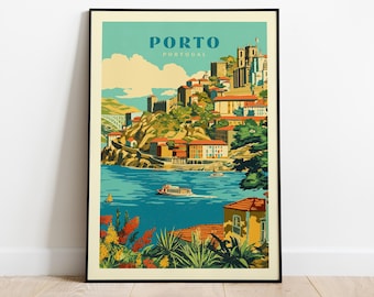 Vintage Porto Travel Poster: Retro Portugal Art Print
