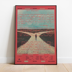 Existential Philosophy Wall Art - Absurdism & Freedom Print - Existence Precedes Essence - Retro Music Poster