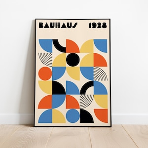 Bauhaus poster, Modern Geometric Wall Art, Abstract Mid Century Design Print, Primary Colors Decor, Unique Art Gift