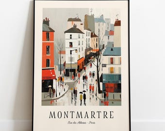 Impresión de arte de Montmartre París: Ilustración de Rue des Abbesses