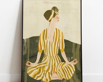 Yoga Meditation Art Print: Serene Yogi Lotus Pose