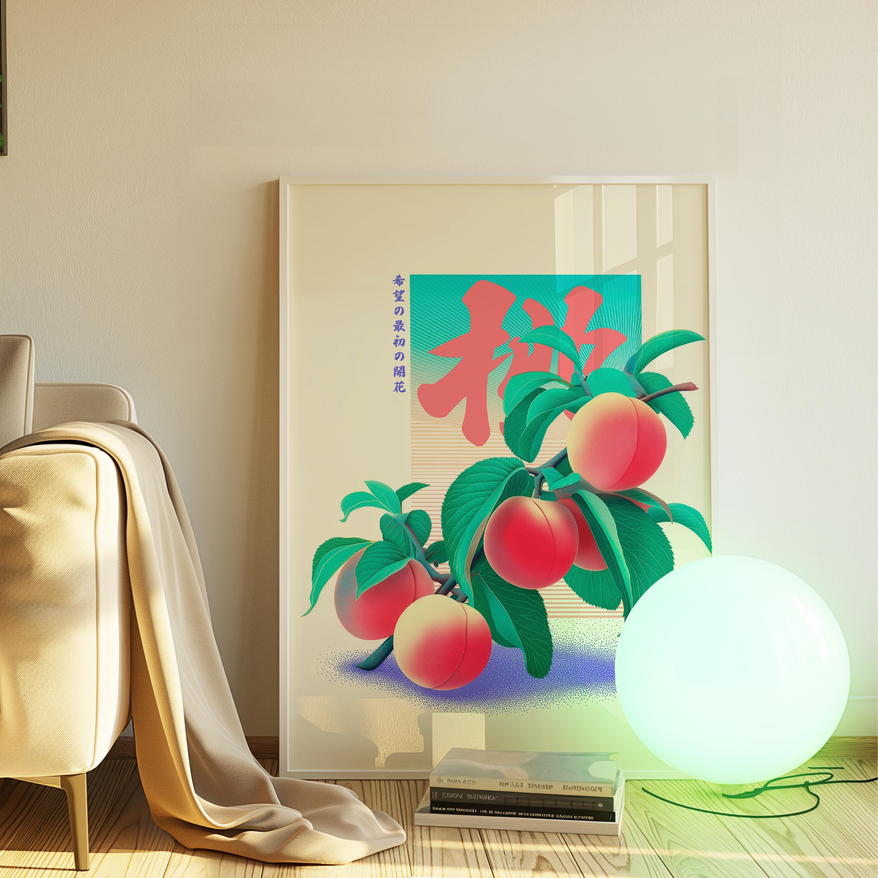 Vaporwave Peach Print – 80s Retro Japanese Wall Art - Etsy