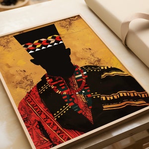 Celebrate African culture with this colorful print. Abstract shapes and a man silhouette create a dynamic conversation piece.