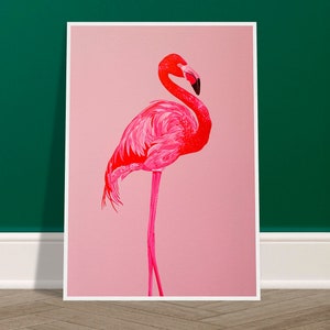Red Flamingo Art Print: Museum-Quality Matte Paper, Framed Poster