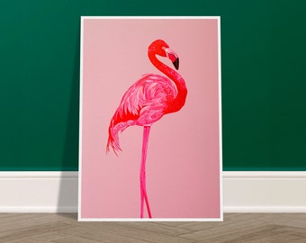 Red Flamingo Art Print: Museum-Quality Matte Paper, Framed Poster