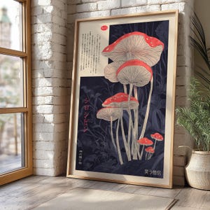 Spiritual mushroom art print for meditation or boho wall decor