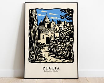 Puglia Italy Art Print: Vintage Trulli Architecture, Rustic Home Decor