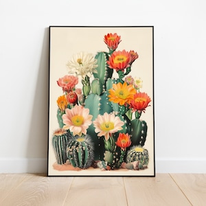 Wüste Kaktus Blume Wand Kunst Print, blühende Kakteen Botanische Dekor, perfekte Dekoration, digitaler Download druckbare Pflanze Liebhaber Geschenk