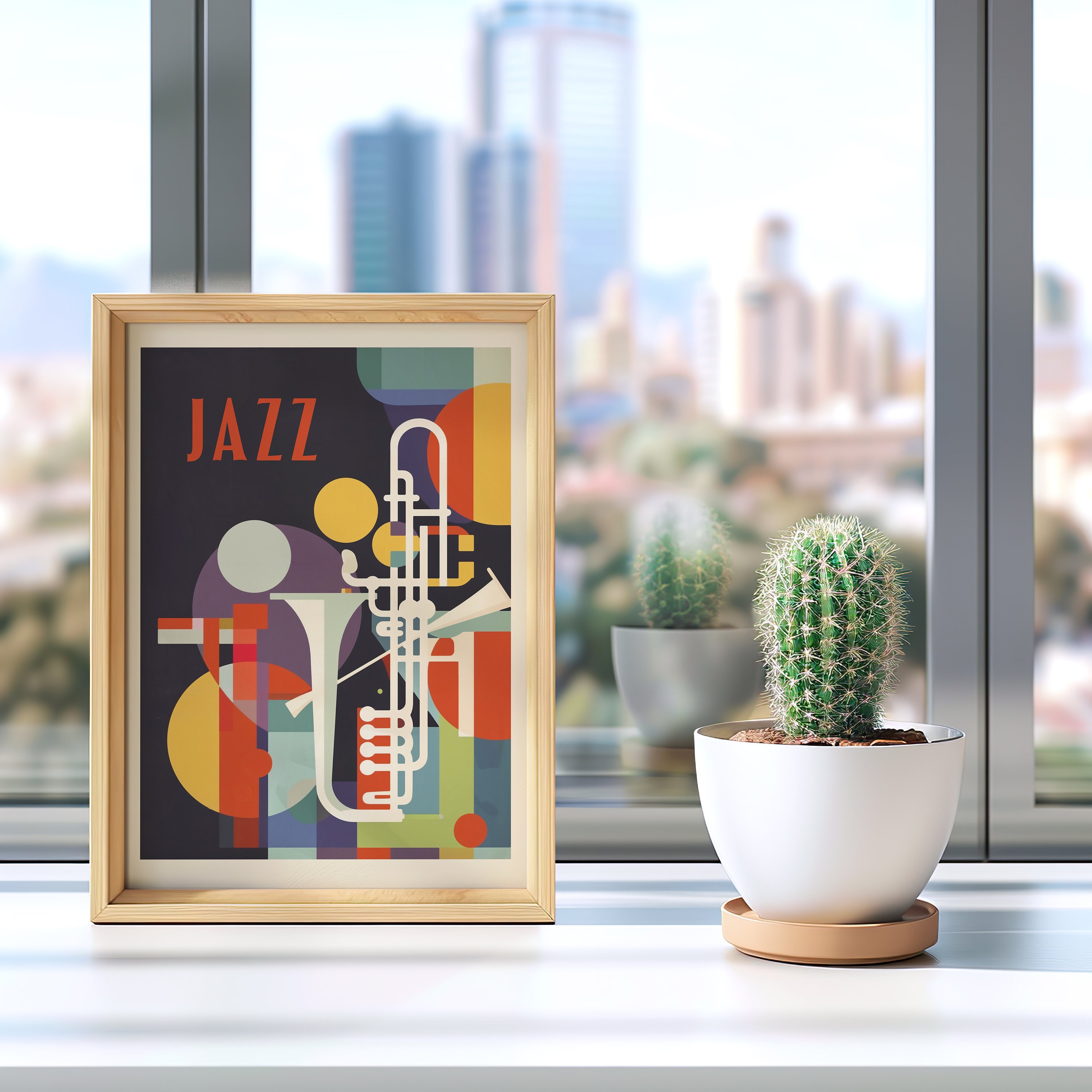 Retro Jazz Poster, Abstract Vintage Jazz Art, Colorful