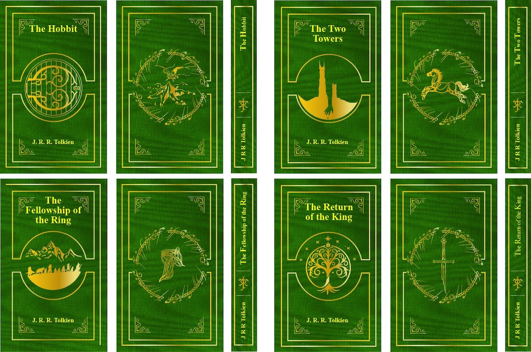 The Hobbit and the Lord of the Rings Trilogy Book Cover Designs, PNG ...