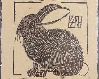 限定版ウサギのリノカット版画。 - Etsy 日本