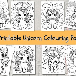 Einhorn Malvorlagen für Kinder | Magische Printable Art Fun | Sofortiger Download der Arbeitsblätter