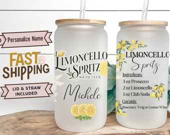 Personalized Frosted Glass Limoncello Spritz Cup: Bridesmaid Proposal Gift, Bachelorette Party, Girls Trip
