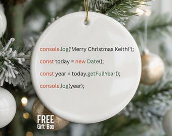 JavaScript Ornament Personalized – Programmer Coder Christmas Gift – Code Syntax Keepsake Python TypeScript