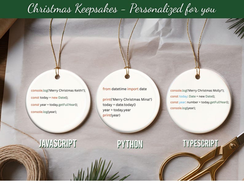 JavaScript Ornament Personalized – Programmer Coder Christmas Gift – Code Syntax Keepsake Python TypeScript image 3