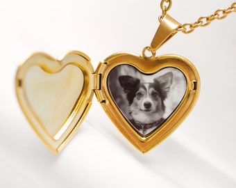 Pet photo necklace • Dog memorial photo necklace • Heart locket • Dog photo necklace • Dog memorial gift • Dog gifts for owners