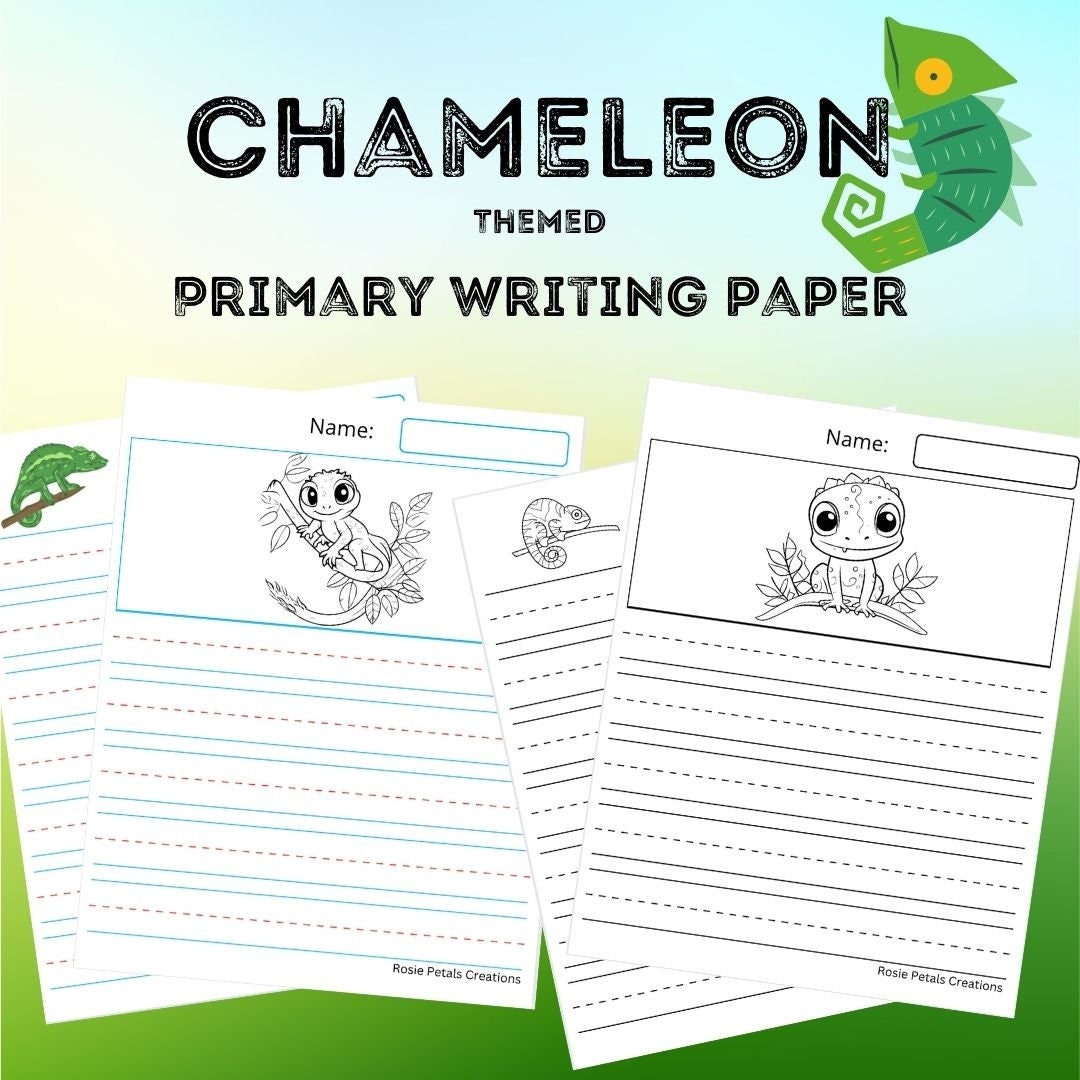 Chameleon Themed Primary Handwriting Paper Etsy