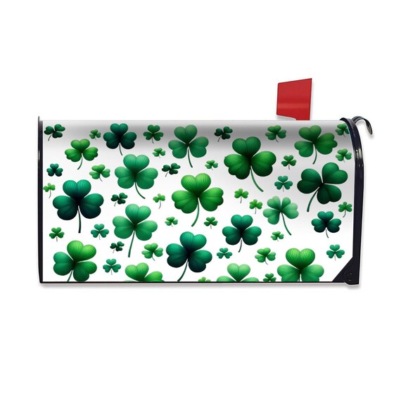 Irish Shamrock Mailbox Cover (White)