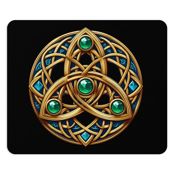 Irish Celtic Jeweled Triquetra Knot Mouse Pad