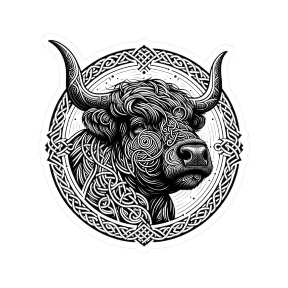 Celtic Highland Cow Vinyl Decal