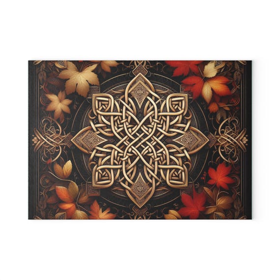 Autumn Celtic Knot Glass Cutting Board