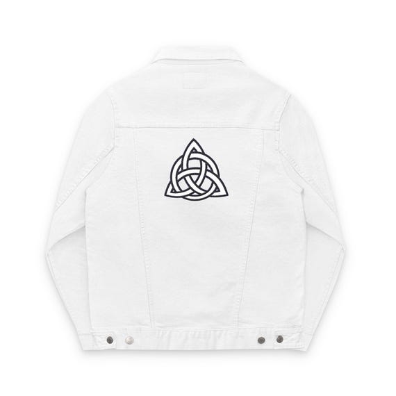 Celtic Triquetra Knot Embroidered Unisex Denim Jacket