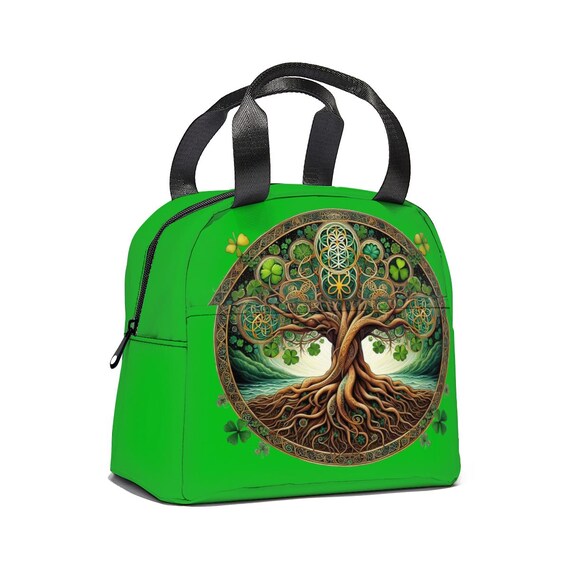 Irish Celtic Tree of Life Canvas Insulated Lunch Bag