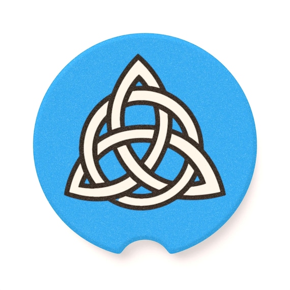 Celtic Triquetra Knot Soapstone Auto Coaster (Blue)