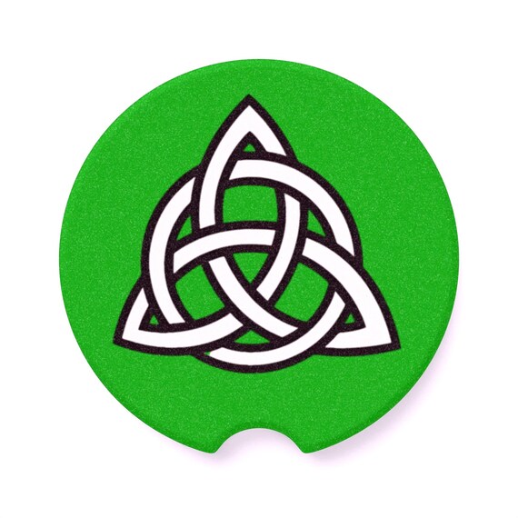 Celtic Triquetra Knot Soapstone Auto Coaster (Green)